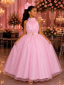 Vestido Banana Club Longo Âmbar Rosa bebe