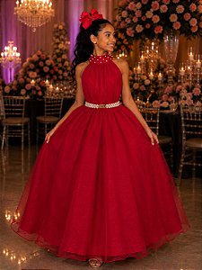 Vestido Banana Club Longo Âmbar Vermelho