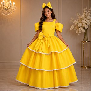 Vestido Banana Club Longo Safira Amarelo