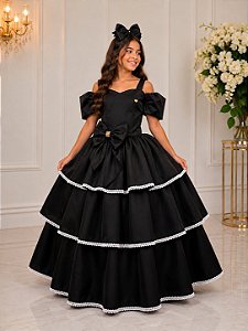 Vestido Banana Club Longo Safira Preto