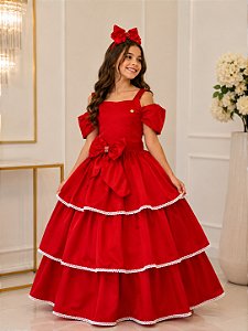 Vestido Banana Club Longo Safira Vermelho