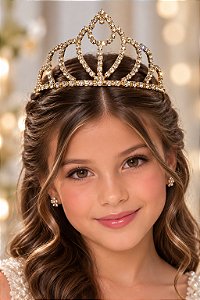 Coroa Belli Strass Dourada Monique