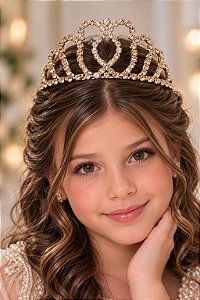 Coroa Belli Strass Dourada Leticia
