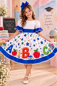 Vestido Marie Doce Formatura ABC Aquarela Azul Royal