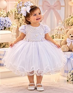 Vestido Menina Bonita Bebe Alice Valentina Branco