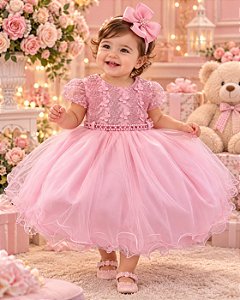 Vestido Menina Bonita Bebe Alice Vitória Rosa Bebe
