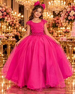 Vestido Bella Child Longo Manuela Pink