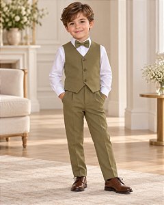 Conjunto Miss Cherry Social Leonardo Colete Verde Militar Modelo 2