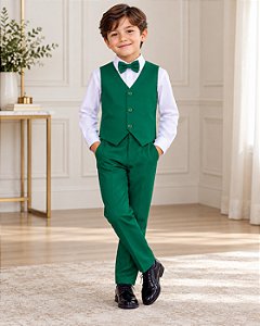 Conjunto Miss Cherry Social Leonardo Colete Verde Bandeira