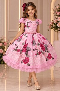 Vestido Bella Child Vanessa Florido Rosa