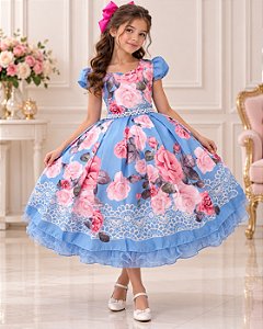 Vestido Bella Child Vanessa Florido Azul