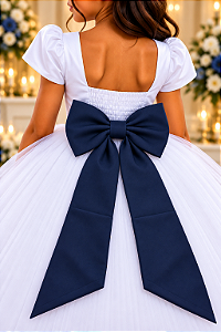 Laço Opcional / Faixa Do Vestido Selena Azul Marinho