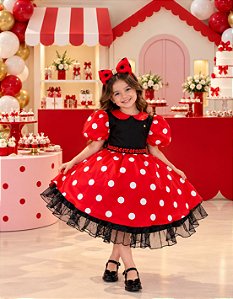 Vestido Banana Club Melody Vermelho Poa Branco