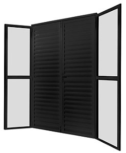 PORTA BALCÃO PRETA DE GIRO VENEZIANA 4 FOLHAS COD. 3496