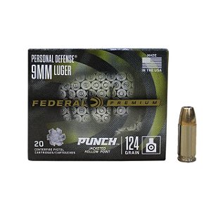 MUNICAO FEDERAL CAL .9MM LUGER 124 GR PUNCH JHP CX 20