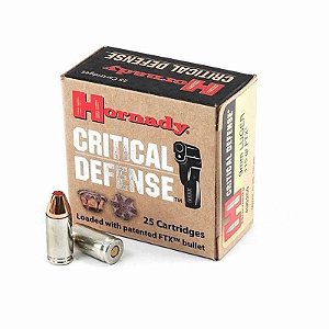 Munição Hornady 9mm Luger FTX Critical Defense 115gr- Caixa 25 Unid.