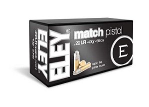 Cartucho ELEY .22 MATCH Pistol C 40GR Caixa 50 Unid.