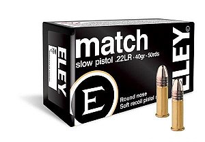 Cartucho ELEY .22 MATCH SLOW PISTOL C 40GR Caixa 50 Unid.