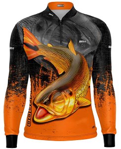 Camisa de Pesca Brk Dourado Laranja com Proteção UV 50+