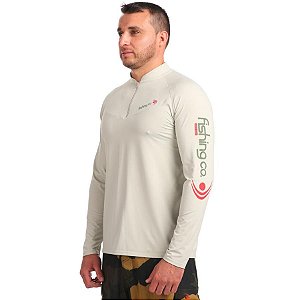 Camiseta Fishing Co Masculina com Ziper UPF50+ Cor Atacama