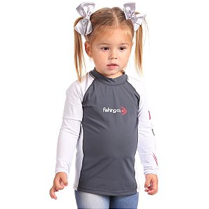 Camiseta Fishing Co Infantil Recorte UPF50+ Cor Branco e Clip