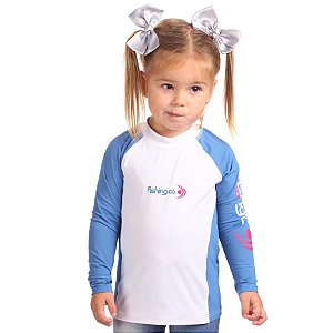 Camiseta Fishing Co Infantil Recorte UPF50+ Cor Branco e Azul
