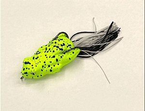 Isca Artificial Bad Line New Bad Frog 6,2 cm 12,6 gr Cor 154 Amarelo Flúor com Pingo Azul