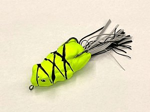 Isca Artificial Bad Line New Bad Frog 6,2 cm 12,6 gr Cor 40 Amarelo Flúor com Risco Preto