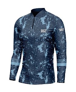 Camiseta de Pesca Mar Negro Masculina Premium Clean Blue