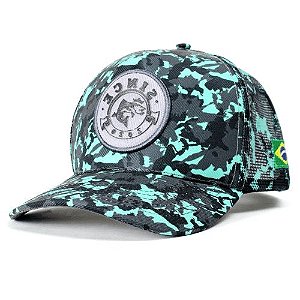 Boné Trucker Bad Fish Cor 708 Verde Água e Chumbo