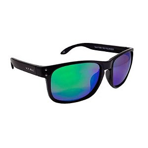 Óculos de sol polarizado Yara Dark Vision F1596 Classic Lente Interna Marrom com Verde Espelhado Armação Preta Floating