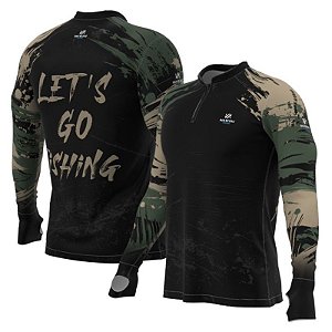 Camiseta de Pesca Mar Negro Masculina Premium - Let's Go -