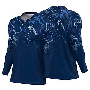 Camiseta de Pesca Mar Negro Combate - Grunge Blue -