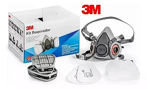 Kit Respirador 3m 6200 Completo com Cartuchos 6001 Vapores Orgânico, Filtros 5N11 e Retentores CA 4115
