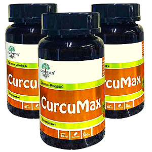Kit com 3 Curcumax - Cúrcuma e Vitamina C 500mg 60 Cápsulas Gaia Seven
