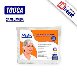Touca Sanfonada Descartável Branca MBLife Medix Pacote com 100 unidades