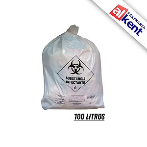 Saco de Lixo Infectante 100L 75x105 Branco Zipbag com 100 unidades