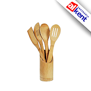 Conjunto de Utensílios de Bambu Ecokitchen Kit 5 Peças - Mimo Style