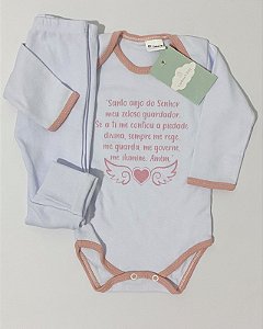 Conjunto santo anjo body e calça com pé reversível