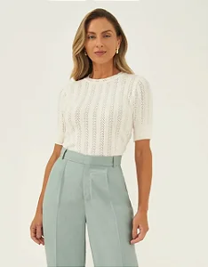 Blusa Manga Curta em Tricot
