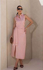 Vestido Linho com Fenda