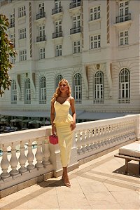 Conjunto Blusa Peplum e Saia Midi Liso