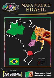 MAPA DO BRASIL MÁGICO A4 C/BASTÃO OFF PAPER
