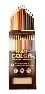 Lápis De Cor Tons De Pele Multicolor Caixa Com 12 Cores