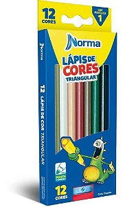 Lápis De Cor Triangular Com 12 Com Apontador Norma