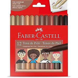 Canetinha Vai e Vem 12 cores Tons de pele  Faber-Castell