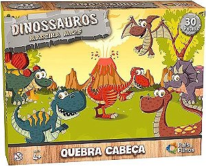 Quebra Cabeça 30 Peças Dinossauros Madeira M.D.F