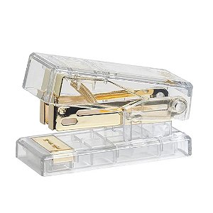 Grampeador Mini Transparente Com Detalhes Dourados - Tris