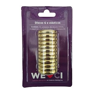 Discos + Elásticos Para Caderno Inteligente (31mm) - Dourado