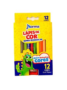 Minhas Primeiras Cores -Norma Super Triangular com 12 Cores e Apontador